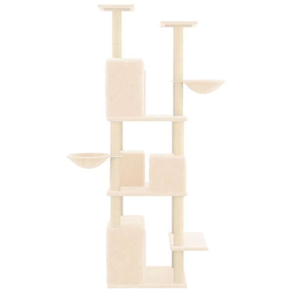 vidaXL Cat Tree with Sisal Scratching Posts Cream 180 cm