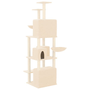 vidaXL Cat Tree with Sisal Scratching Posts Cream 180 cm