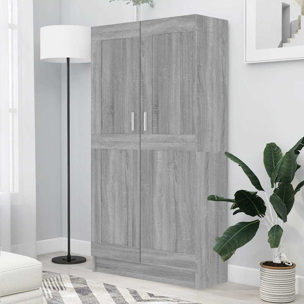 vidaXL Bookcase Sonoma Oak Grey 82.5x30.5x150 cm Engineered Wood