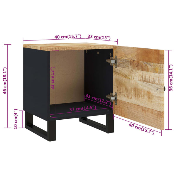 Nachttische 2er Set Mango Massivholz 40 cm