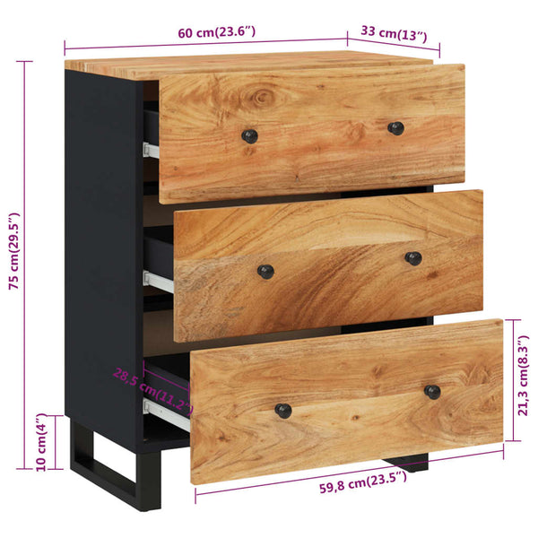 Akazie Sideboard Massivholz 60cm