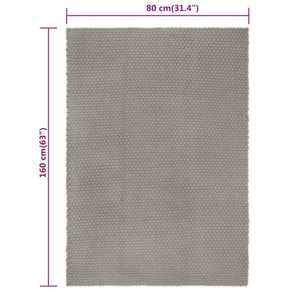 vidaXL Rectangular Rug Grey 80x160 cm Cotton