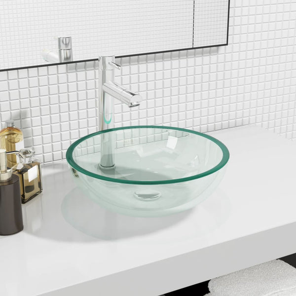Transparentes Waschbecken aus Hartglas, 35 cm
