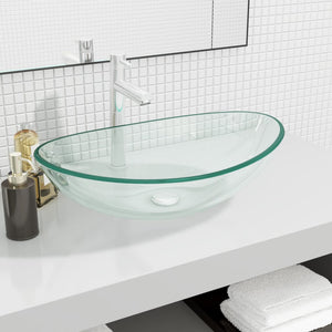 vidaXL Tempered Glass Washbasin 54.5x35x15.5 cm Transparent