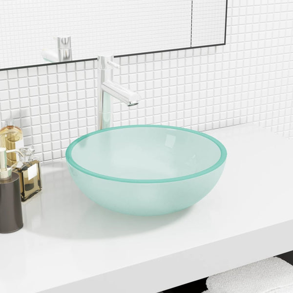 vidaXL Tempered Glass Wash Basin 35x12 cm Matt