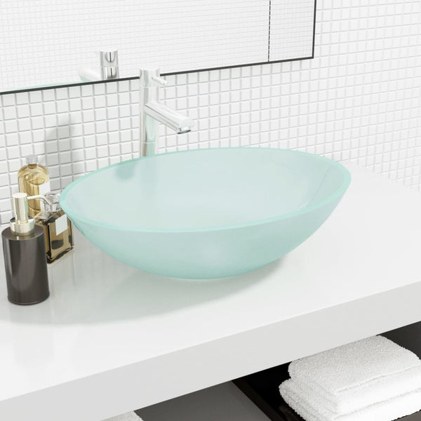 vidaXL Frosted Glass Sink 50x37x14 cm