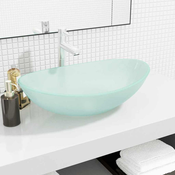 vidaXL Tempered Glass Washbasin 54.5x35x15.5 cm Matte