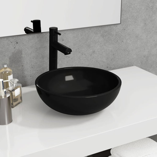 vidaXL Tempered Glass Wash Basin 35x12 cm Black