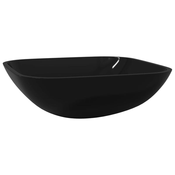 vidaXL Glass Wash Basin 42x42x14 cm Black
