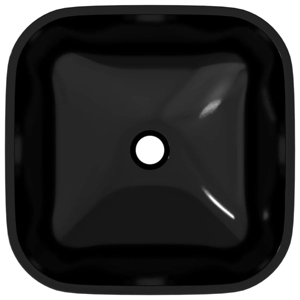 vidaXL Glass Wash Basin 42x42x14 cm Black