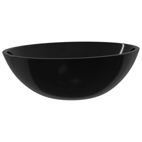 vidaXL Glass Wash Basin 50x37x14 cm Black