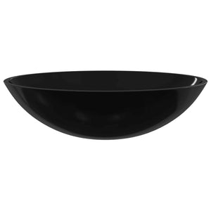 vidaXL Glass Wash Basin 50x37x14 cm Black