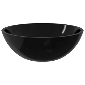 vidaXL Glass Wash Basin 50x37x14 cm Black