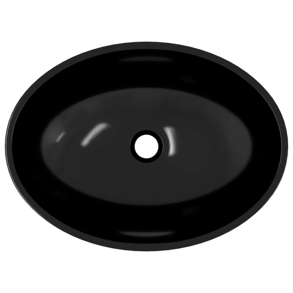 vidaXL Glass Wash Basin 50x37x14 cm Black