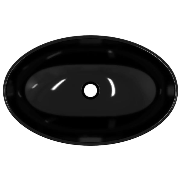 vidaXL Tempered Glass Wash Basin 54.5x35x15.5 cm Black