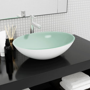 vidaXL Glass Wash Basin 50x37x14 cm White