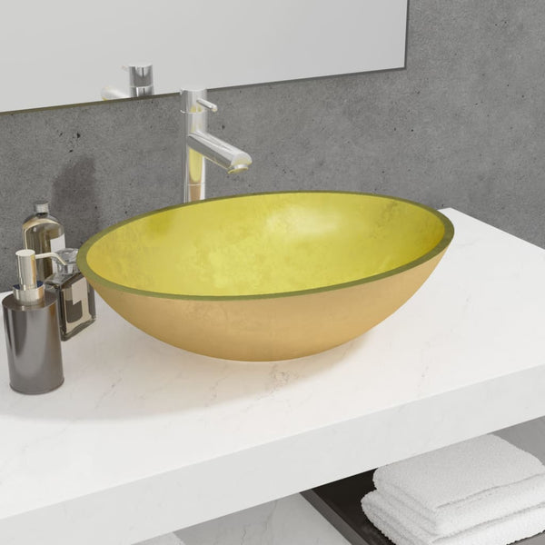 vidaXL Glass Sink 50x37x14 cm Gold
