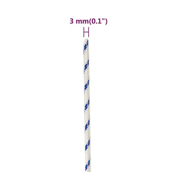 vidaXL Boat Rope White 3 mm 50 m Polypropylene