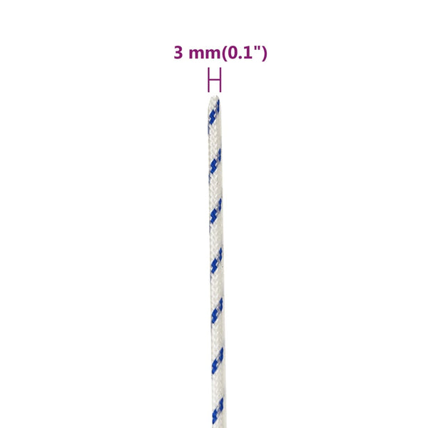 vidaXL Boat Rope White 3 mm 100 m Polypropylene