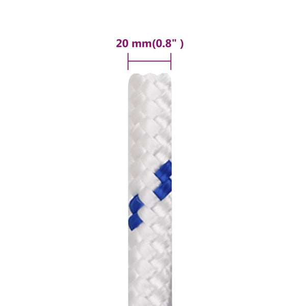 vidaXL Boat Rope White 20 mm 50 m Polypropylene