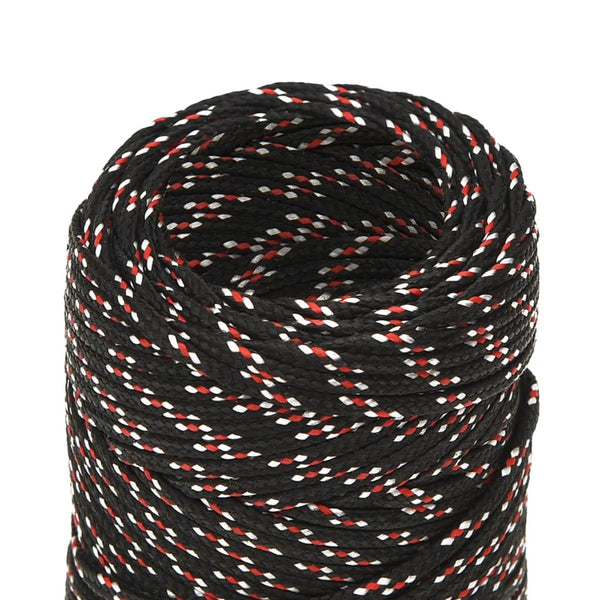 vidaXL Boat Rope Black 2 mm 100 m Polypropylene