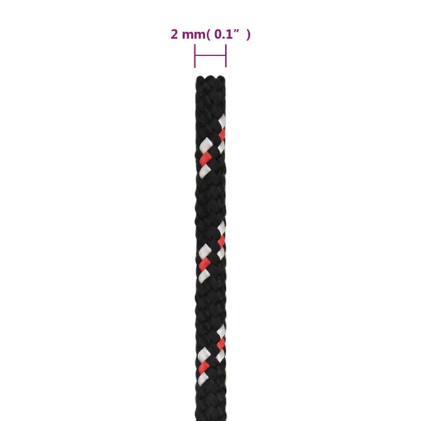 vidaXL Boat Rope Black 2 mm 500 m Polypropylene