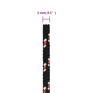 vidaXL Boat Rope Black 3 mm 50 m Polypropylene