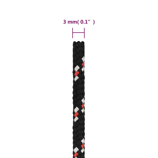 vidaXL Boat Rope Black 3 mm 500 m Polypropylene