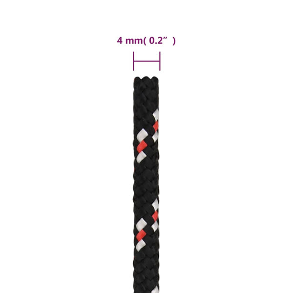 vidaXL Boat Rope Black 4 mm 25 m Polypropylene
