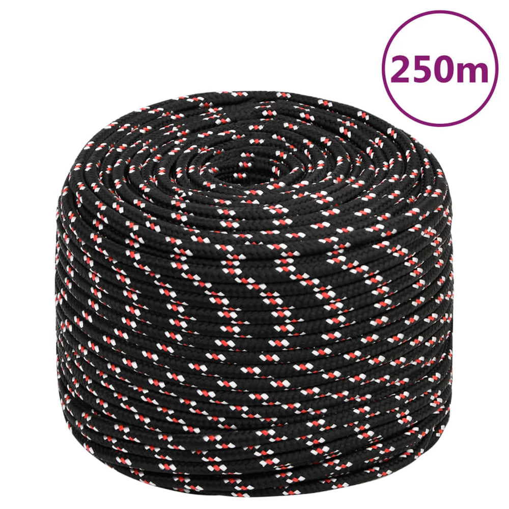 vidaXL Boat Rope Black 6 mm 250 m Polypropylene
