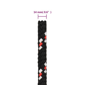 vidaXL Boat Rope Black 14 mm 25 m Polypropylene