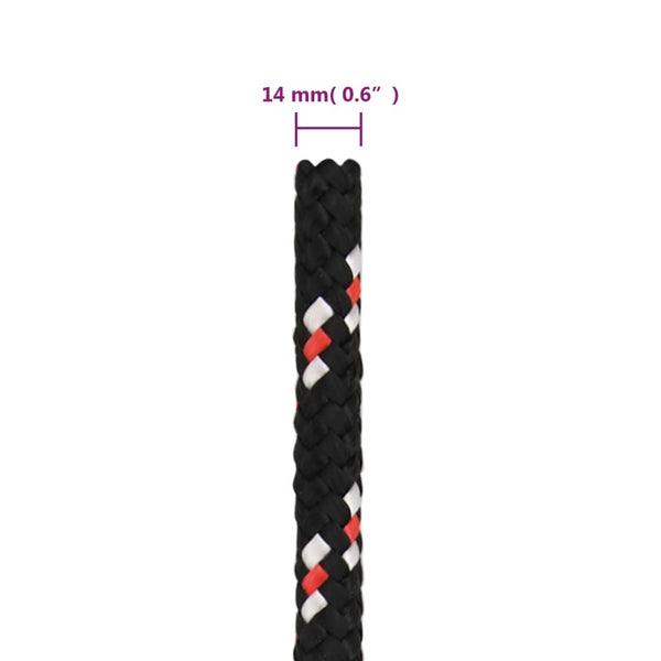 vidaXL Boat Rope Black 14 mm 25 m Polypropylene