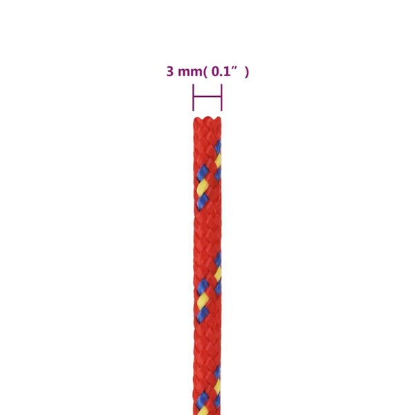 vidaXL Boat Rope Red 3 mm 500 m Polypropylene