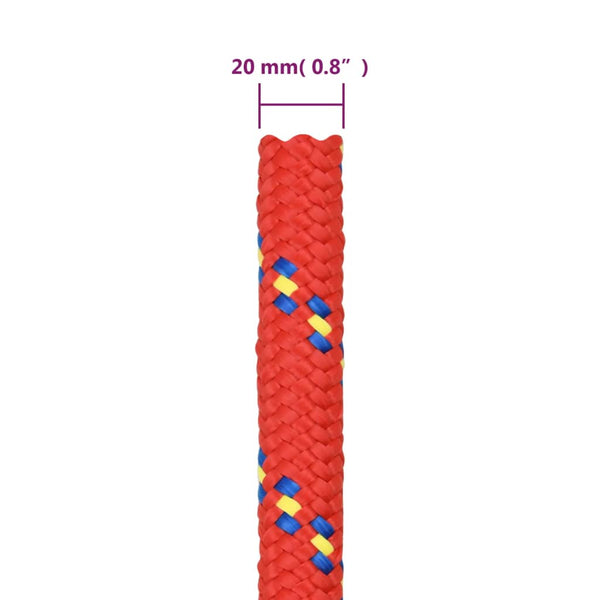 vidaXL Boat Rope Red 20 mm 25 m Polypropylene