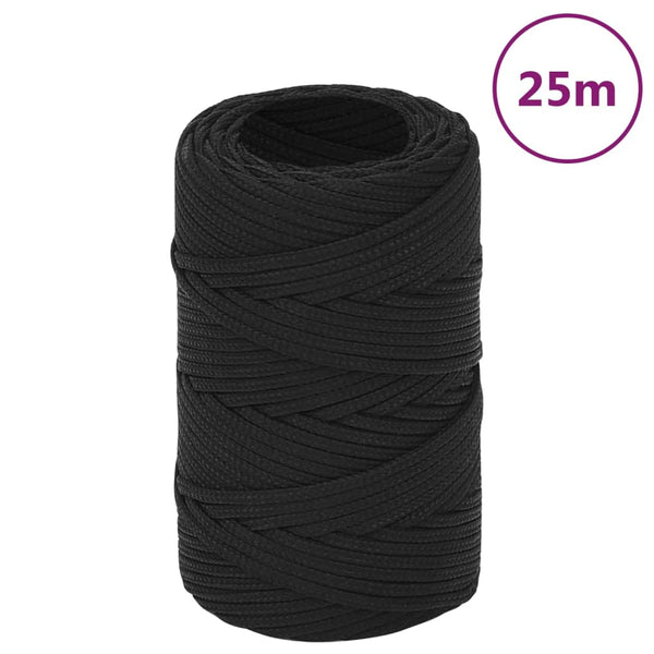 vidaXL Boat Rope Black 2 mm 25 m Polypropylene