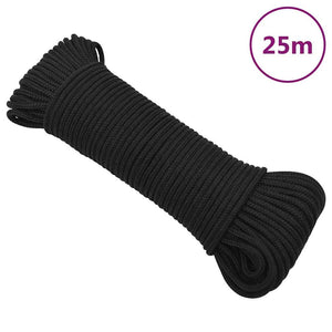 vidaXL Boat Rope Black 3 mm 25 m Polypropylene