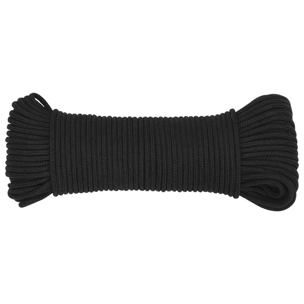 vidaXL Boat Rope Black 4 mm 250 m Polypropylene