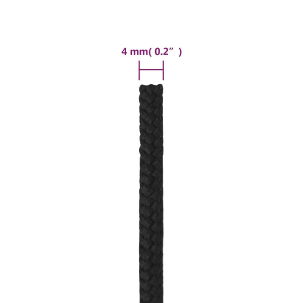 vidaXL Boat Rope Black 4 mm 250 m Polypropylene