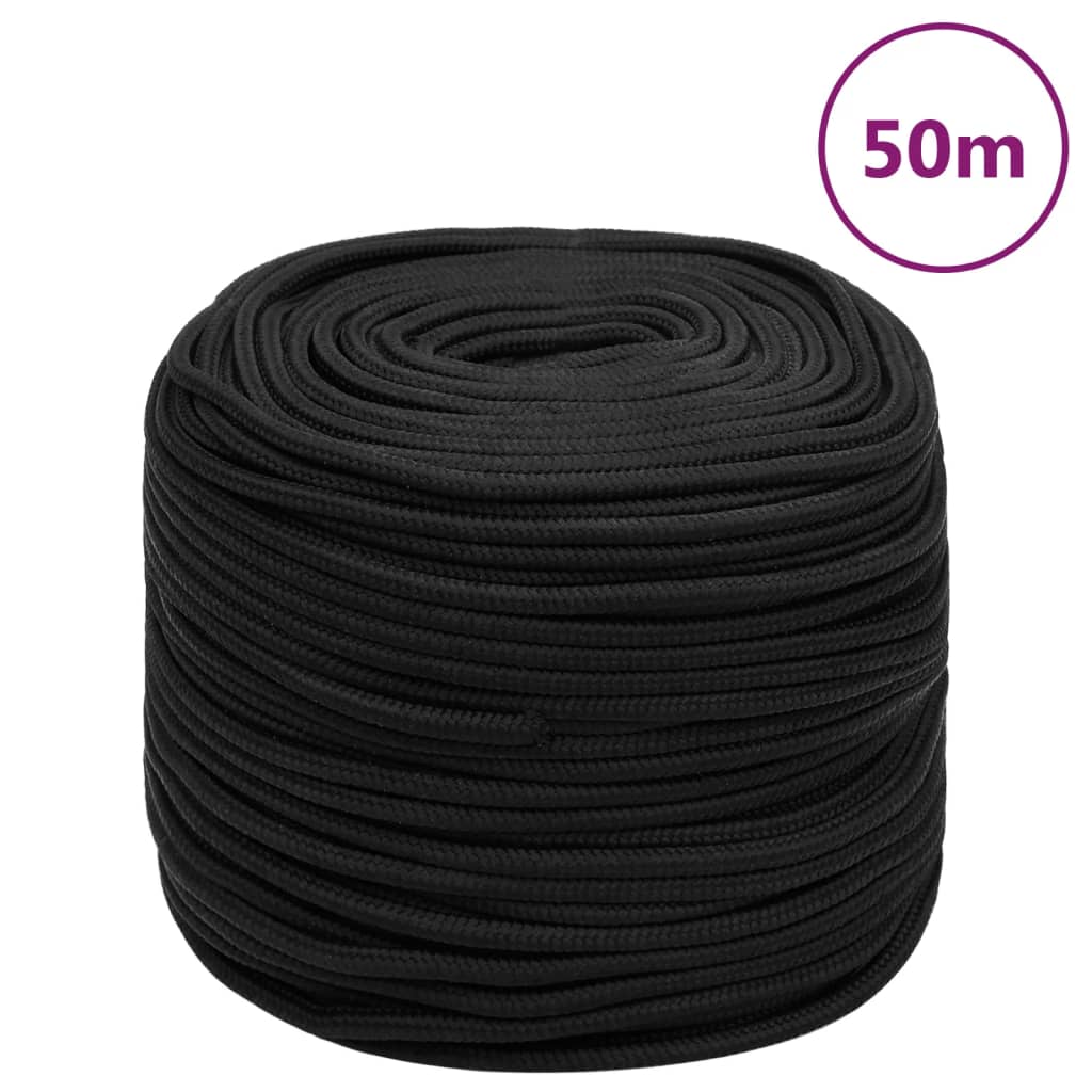 vidaXL Boat Rope Black 6 mm 50 m Polypropylene