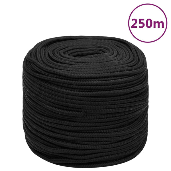vidaXL Boat Rope Black 6 mm 250 m Polypropylene