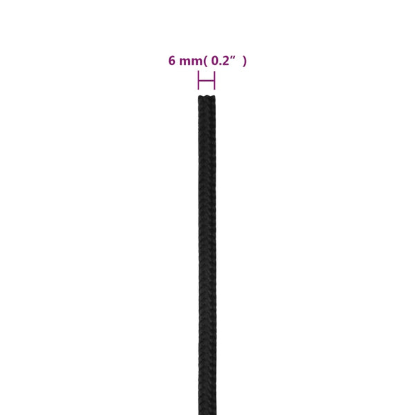 vidaXL Boat Rope Black 6 mm 500 m Polypropylene