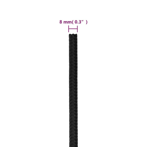 vidaXL Boat Rope Black 8 mm 500 m Polypropylene