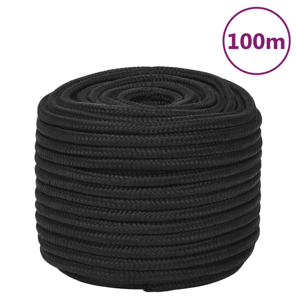 vidaXL Boat Rope Black 14 mm 100 m Polypropylene