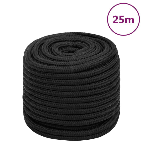vidaXL Boat Rope Black 16 mm 25 m Polypropylene