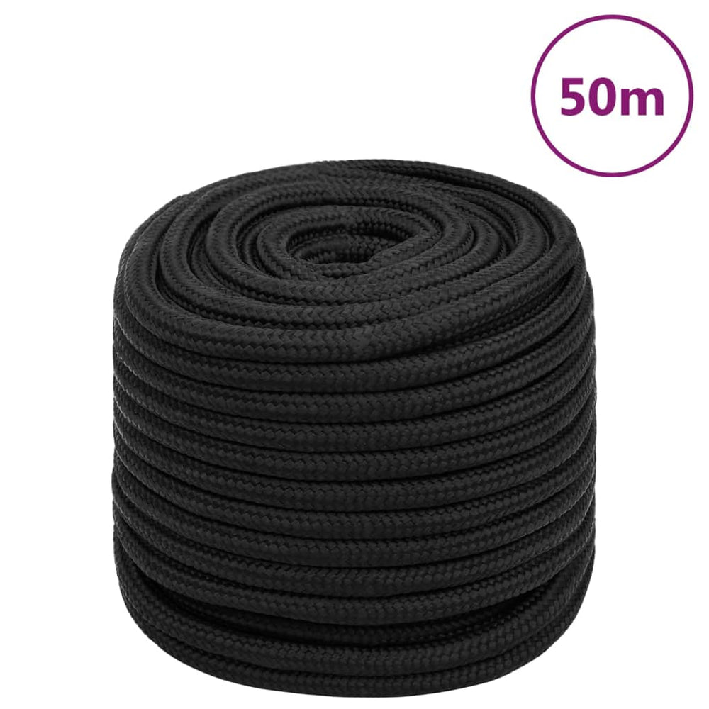 vidaXL Boat Rope Black 16 mm 50 m Polypropylene