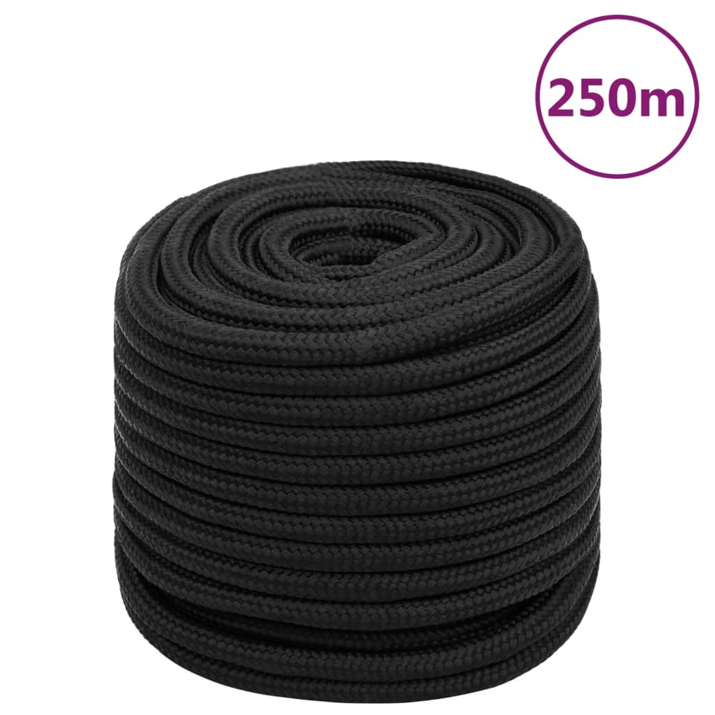 vidaXL Boat Rope Black 16 mm 250 m Polypropylene