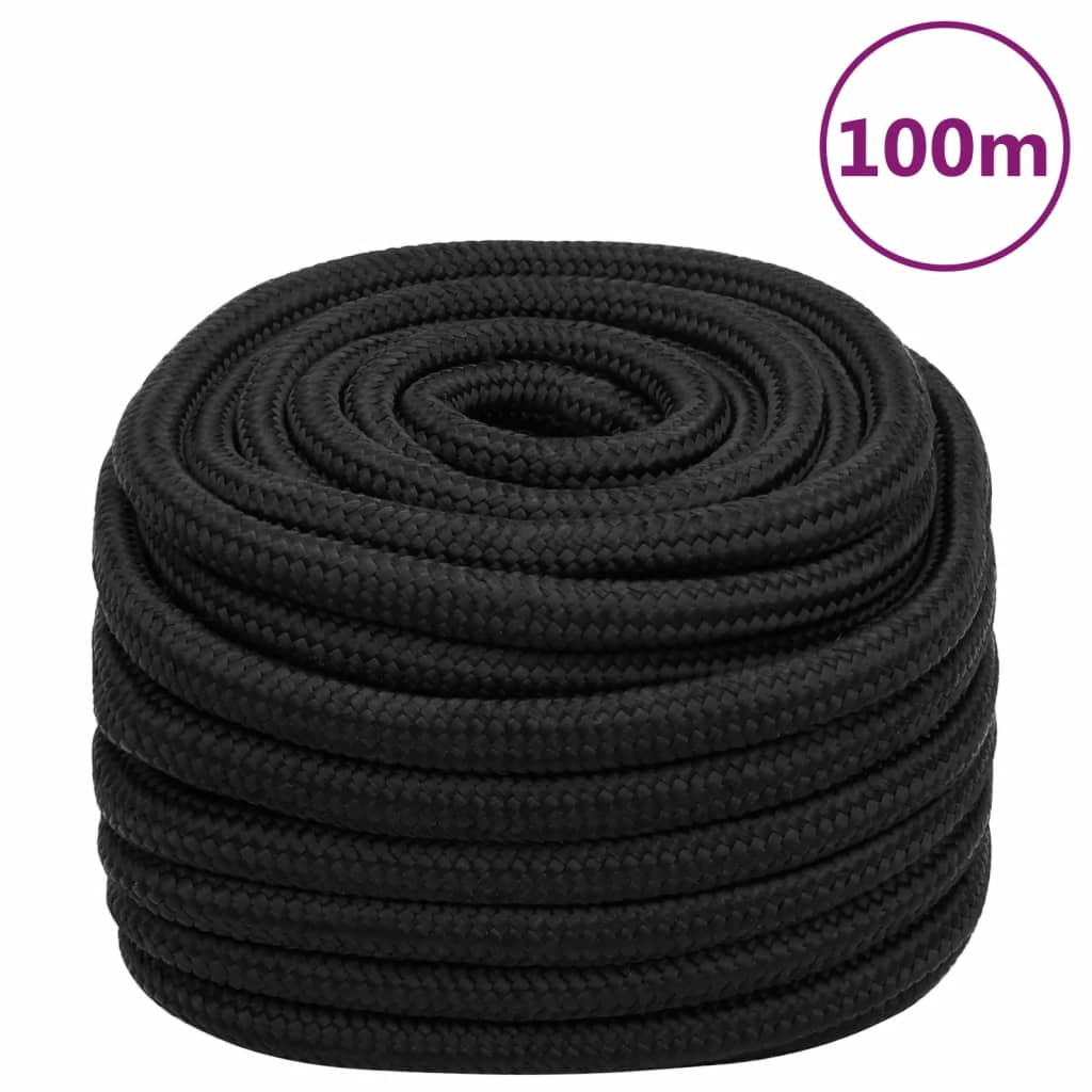 vidaXL Boat Rope Black 20 mm 100 m Polypropylene