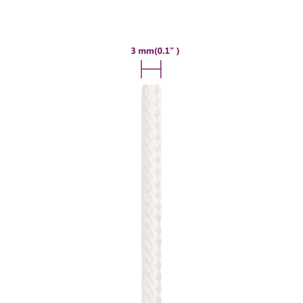 vidaXL Boat Rope White 3 mm 50 m Polypropylene