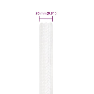 vidaXL Boat Rope White 20 mm 50 m Polypropylene
