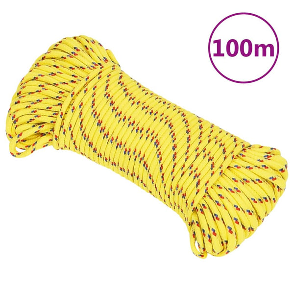 vidaXL Boat Rope Yellow 4 mm 100 m Polypropylene